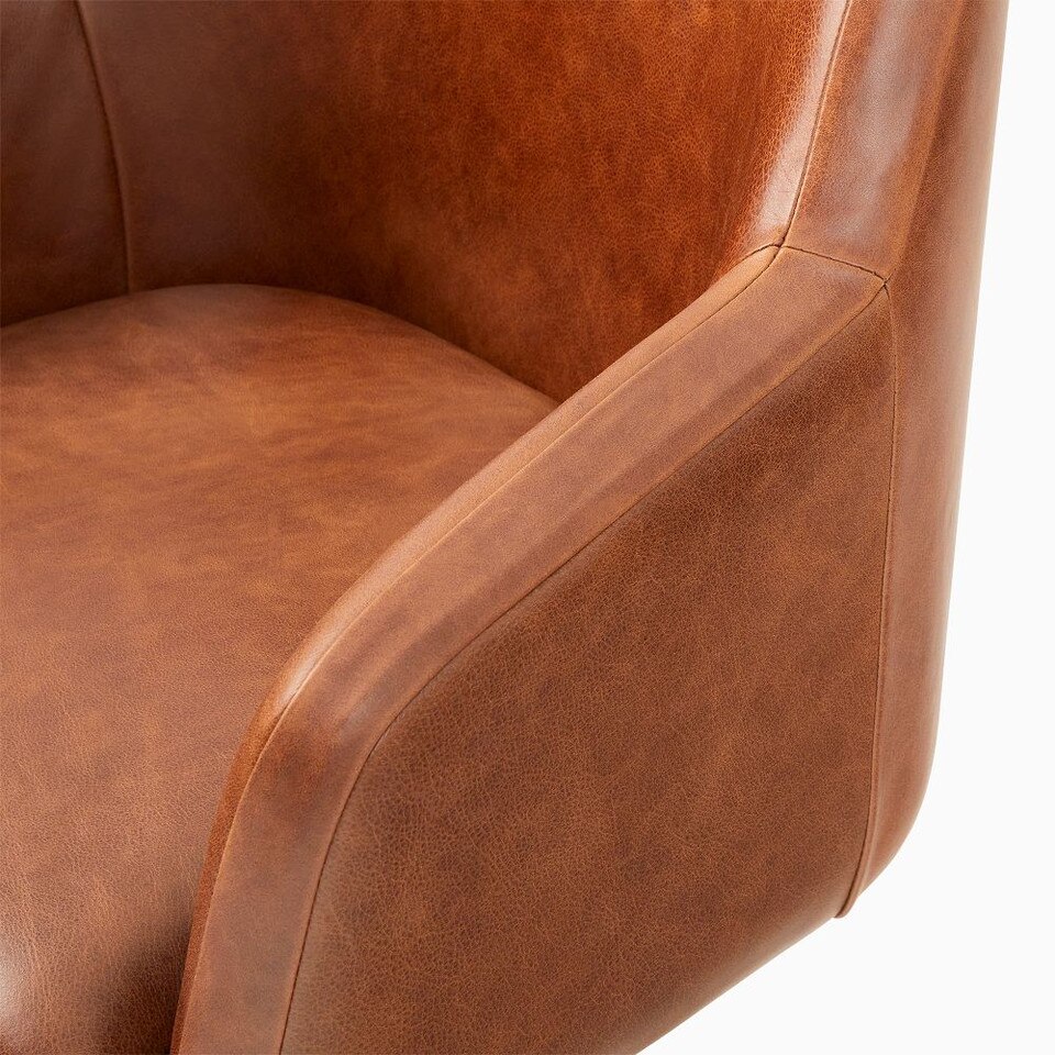 Helvetica Leather Swivel Office Chair West Elm Australia